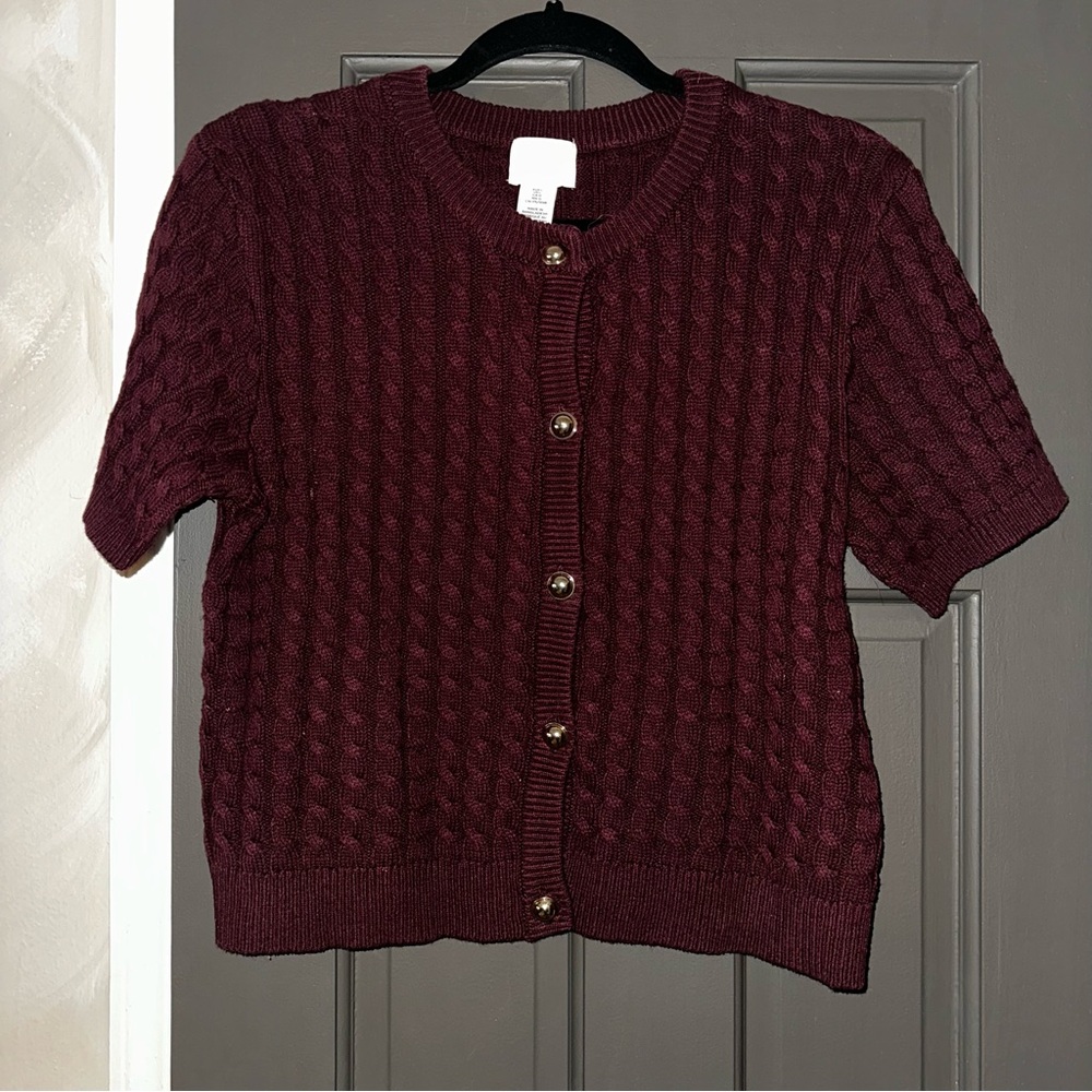 NWOT H&M Burgundy Cable Knit Cardigan
